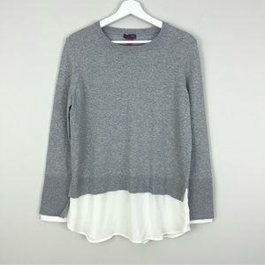 NWOT Vince Camuto Cotton Layered-Look Crewneck Sweater